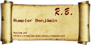 Rumpler Benjámin névjegykártya